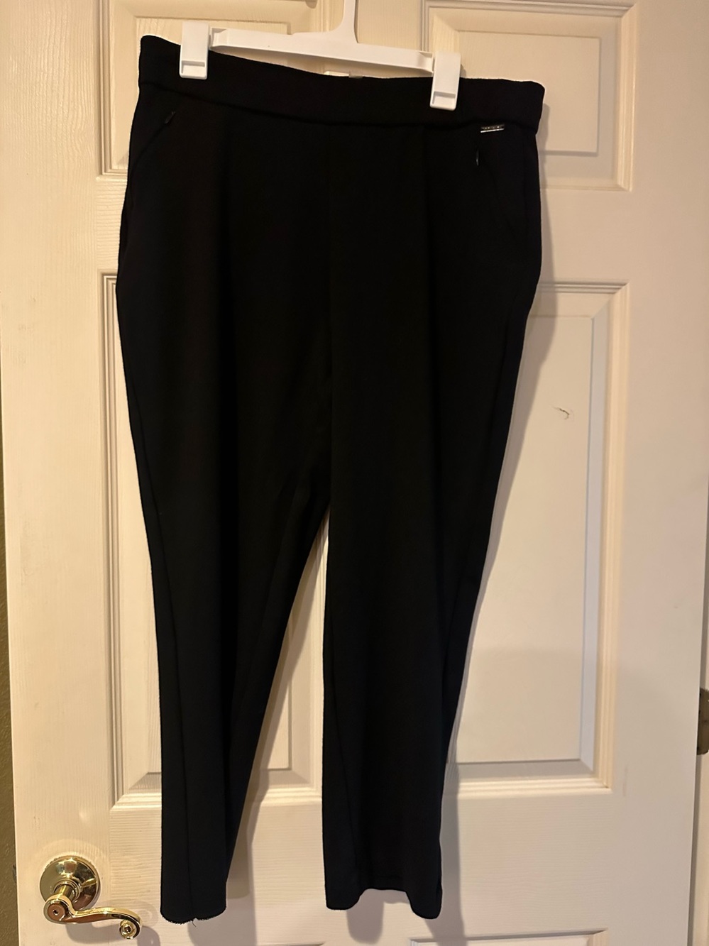 XL T Tahari Black Straight-Leg Ponte Pull-On Pants